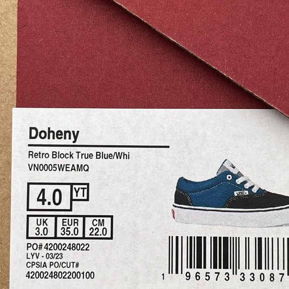 Vans Doheny Youth Boys Casual Canvas Sneakers Size 3-5 Blue/ Black Lace up Shoes - Picture 13 of 16